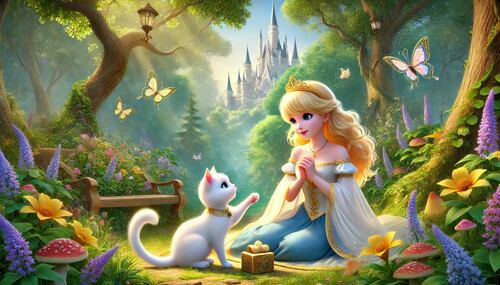 blondines awakening story princess blondine with golden hair and cat in the forest