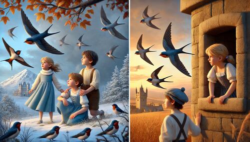 swallows story, children and migrating birds